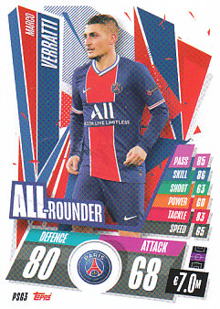 Marco Verratti Paris Saint-Germain 2020/21 Topps Match Attax CL All Rounder #PSG03